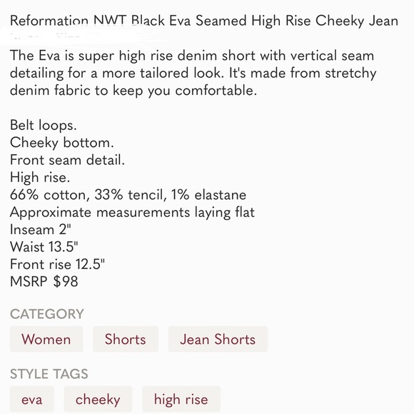 Reformation Eva high rise cheeky short - Picture 4 of 9